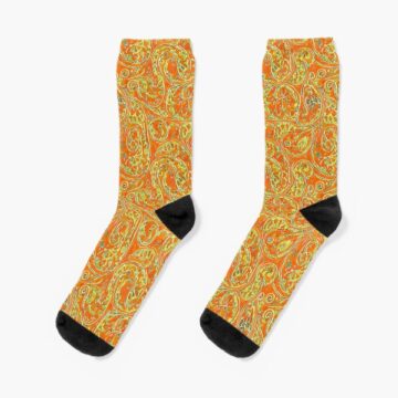 A pair of Orange Paisley Socks