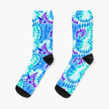 A pair of blue tie dye socks