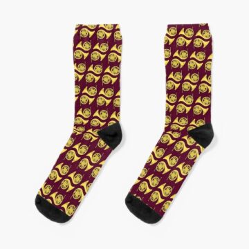 A pair of Burgundy French Horn Socks