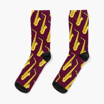 A pair of Burgundy Saxophone Socks