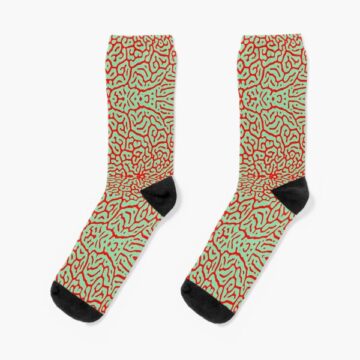 A pair of Green and Red Pufferfish Socks