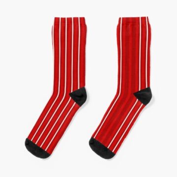 A pair of Mens Red and White Striped Socks