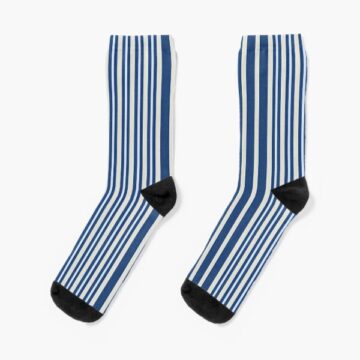 A pair of Navy and White Striped Socks